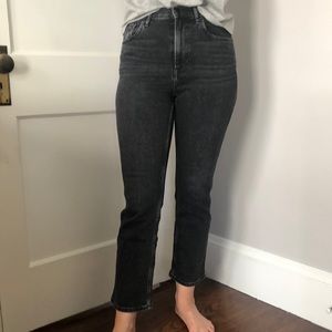 Everlane 27 Cheeky Bootcut Jean washed black.
